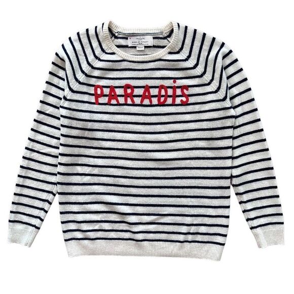 Trovata The Renee Cashmere Sweater Paradis Navy Stripes Size Medium - Picture 2 of 8